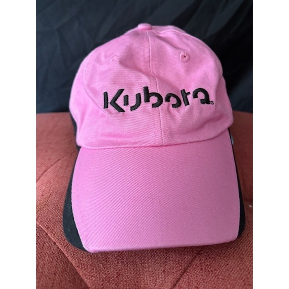 Kubota Pink Black Cotton Baseball Cap Hat K-Products Adjustable Scroll Detail
